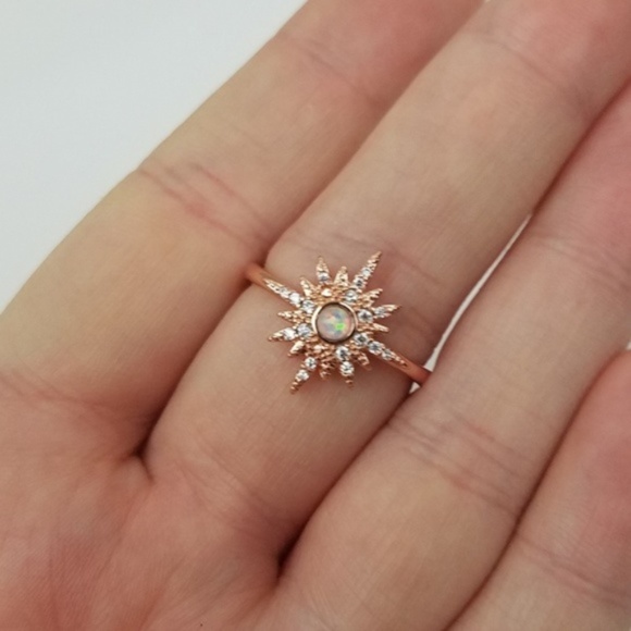 jujuanne's jewelry Jewelry - Celestial Starburst ROSE GOLD Lab Opal Ring